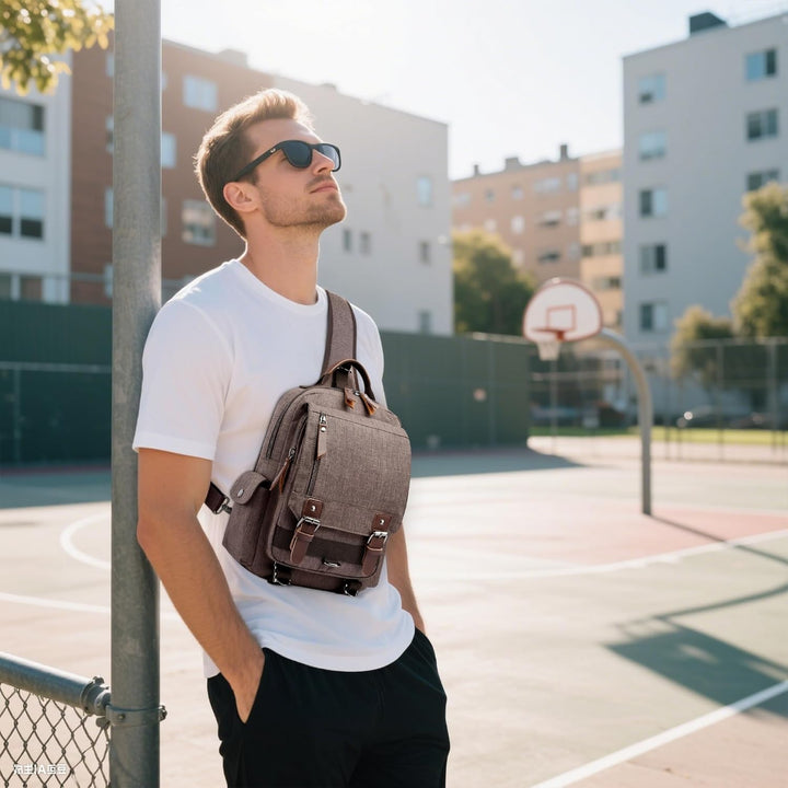 DORRISO Brusttasche Herren Mode Grosse Kapazität Schultertasche für 10,9 Zoll iPad mit Griff Mehrere