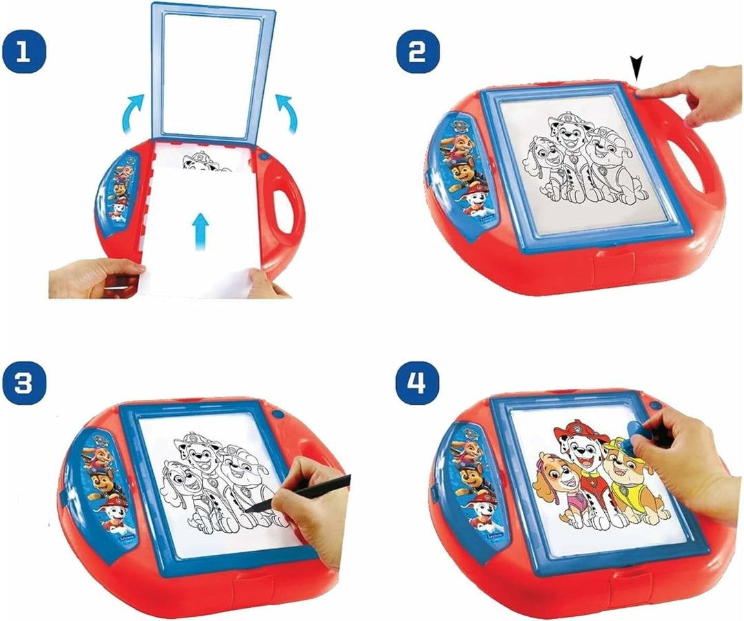 Lexibook CR310PA Paw Patrol Zeichenprojektor 4 Stempel, 10 Vorlagen, beleuchteten Fläche, 1 Stift en