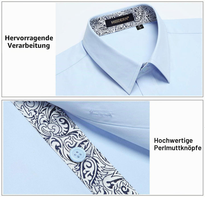 HISDERN Herren Hemd formelle Freizeithemd Businesshemden Freizeithemden Langarm Baumwolle Klassisch