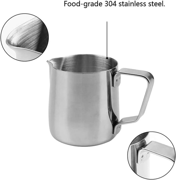 2 Stücke Milchkännchen, Milch Pitcher, Milchkännchen Edelstahl, Edelstahl Milch Aufschäumen Tasse, M