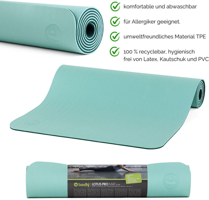Bodhi Yogamatte Lotus Pro | Rutschfeste Übungsmatte | Sportmatte für Gymnastik, Pilates &amp; Fitness |