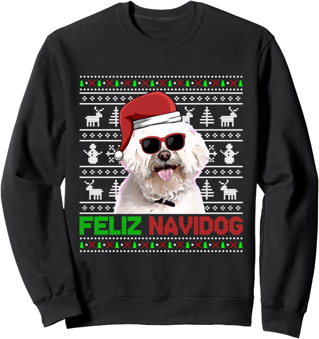 Malteser Hund Feliz Navidog Lustige Weihnachten Sweatshirt