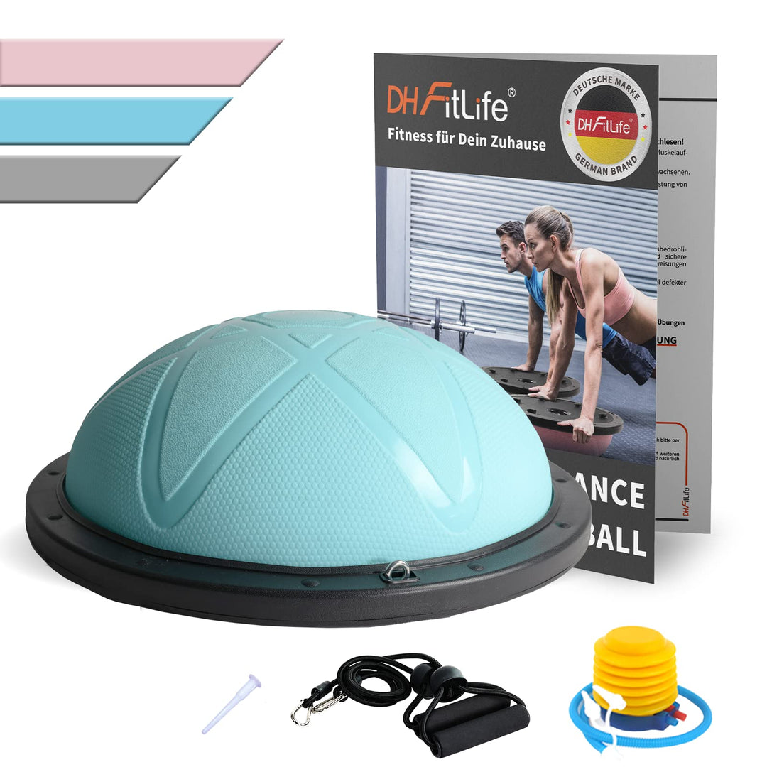DH FitLife Balance Ball, Yoga Gleichgewichtstrainer Φ60*22cm bis 200 KG belastbar, halber Gymnastikb