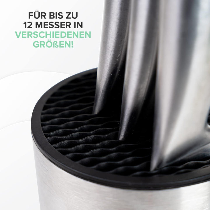 Coninx Edelstahl Messerblock ohne Messer - Moderner runder Messerblock mit flexiblen Lamellen - Univ