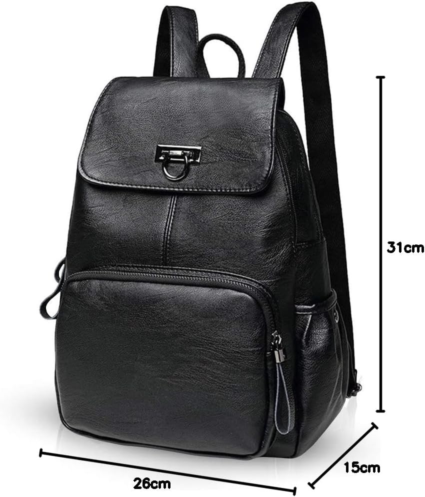 NICOLE &amp; DORIS Damen Lederrucksack Lässiger Damenrucksack für Damen Rucksackbeutel für Damen schwarz