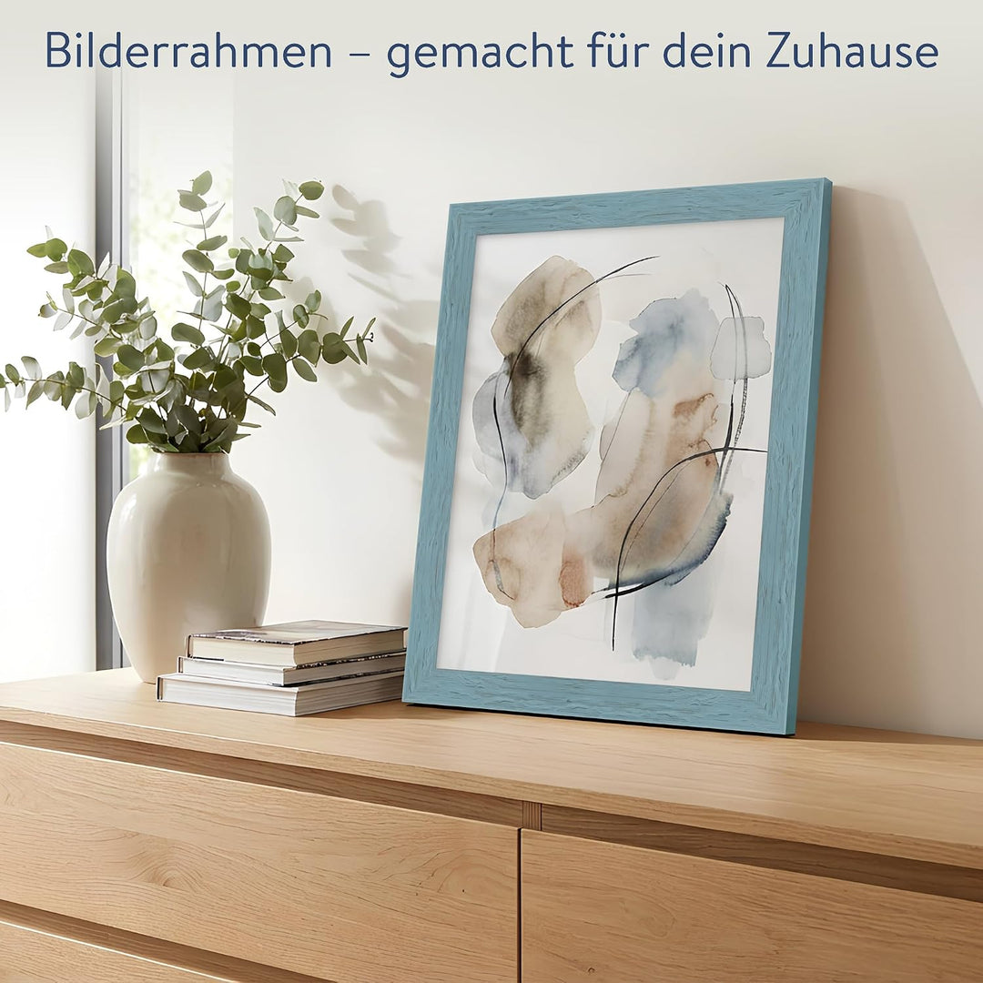 WANDStyle Bilderrahmen Strandhaus Stil 30x40cm I Farbe: Blau I Fotorahmen I rustikaler Holzbilderrah
