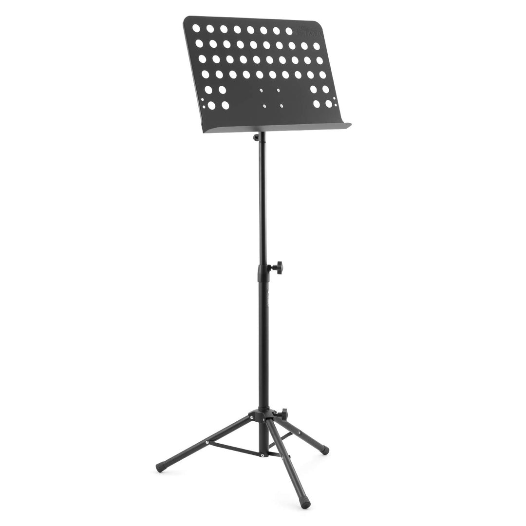 TIGER MUS7-BK Orchester-Notenpult, Metallkonstruktion, voll verstellbarer Notenständer, Schwarz Schw