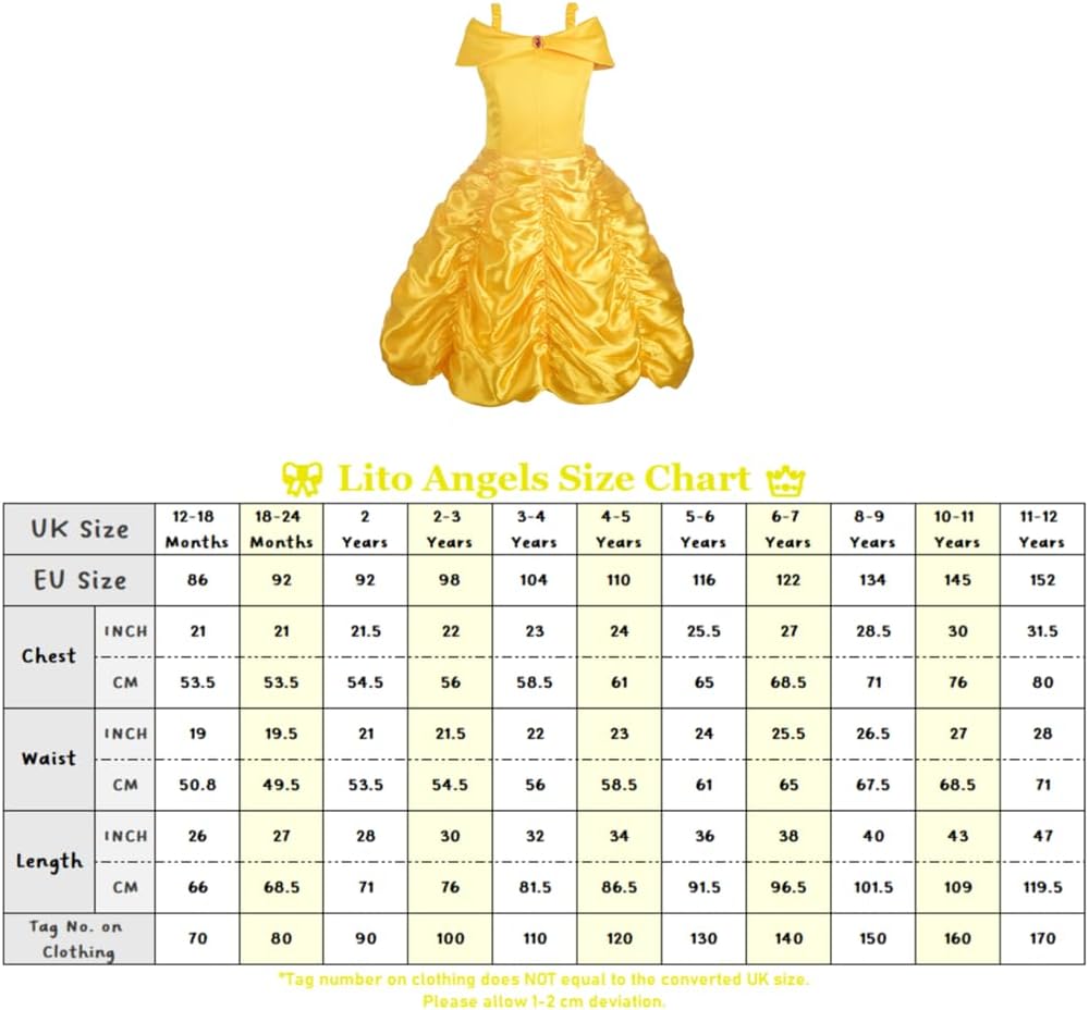 Lito Angels Prinzessin Belle Kleid für Kleinkind Kinder Mädchen, Die Schöne und das Biest Halloween