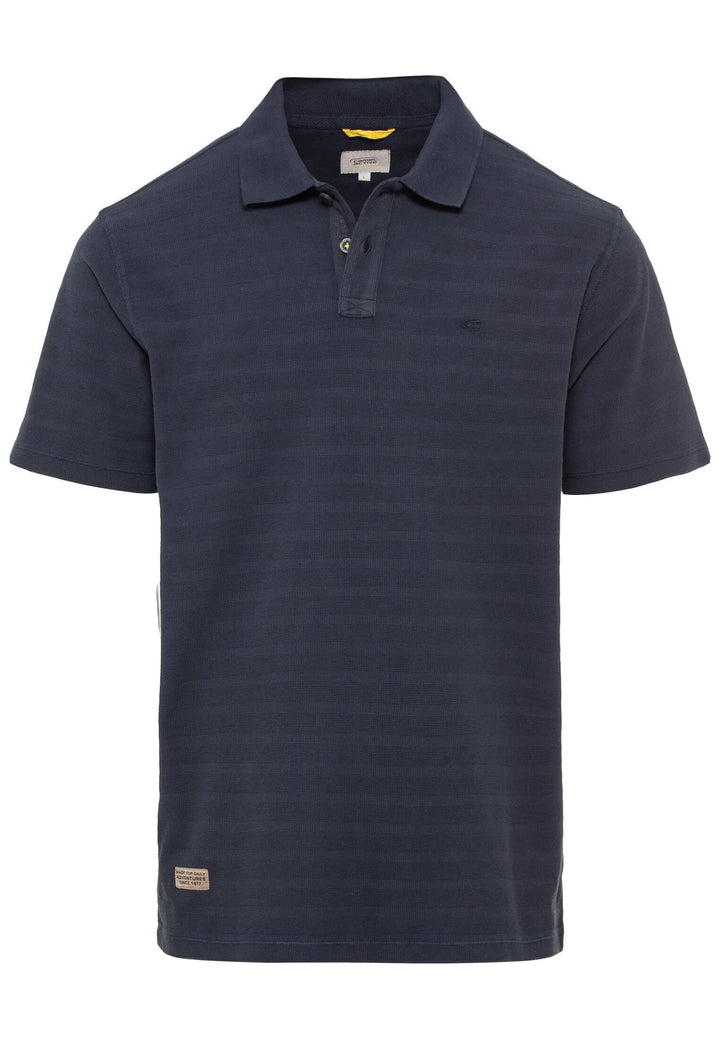 camel active Herren Kurzarm Poloshirt im tonalen Streifenmuster S Night Blue
