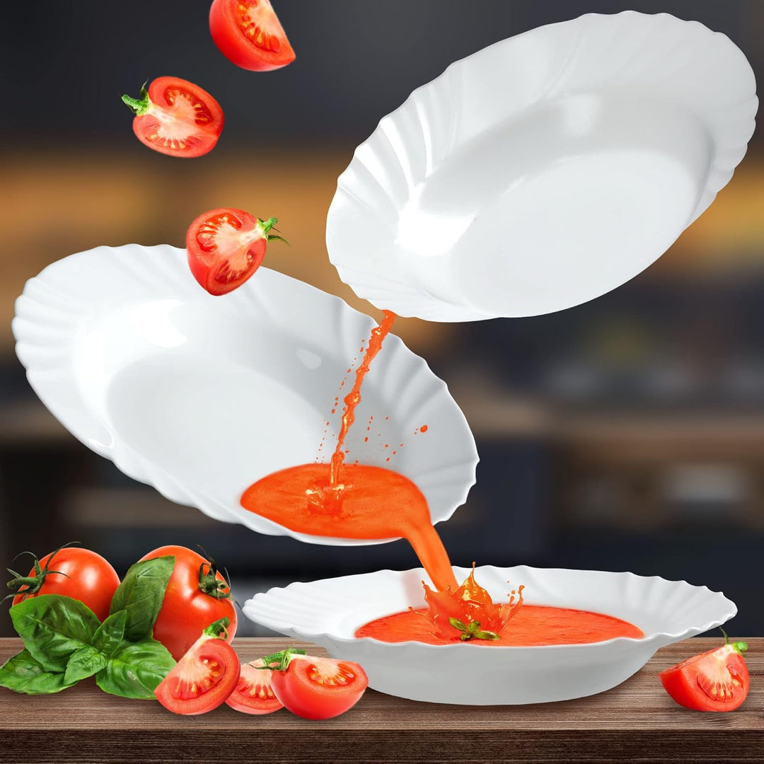 KADAX Tiefer Teller ∅ 23 cm, 3er Set, minimalistischer Suppenteller aus gehärtetem Glas, Tellerset,