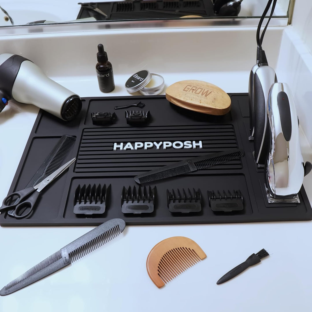 HAPPYPOSH Magnetische Friseurmatte, Friseur-Werkzeug-Organizer-Matte für Station, professionelle Fri