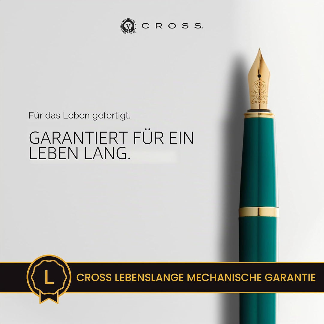 Cross Bailey Light Füllfederhalter (Federstärke XF, inkl. Geschenkverpackung) Grün-Lack mit goldfarb