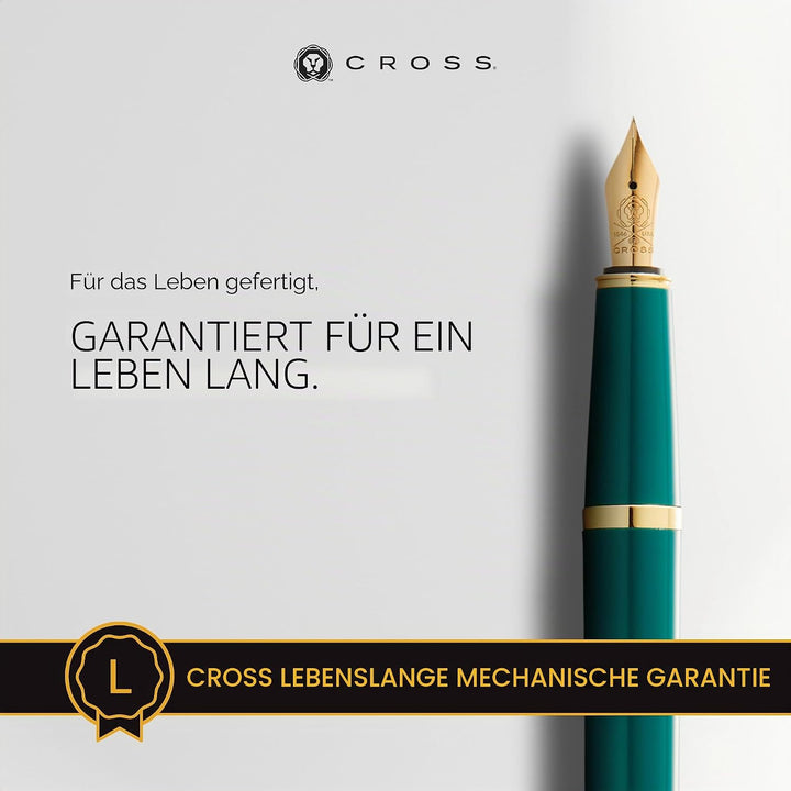 Cross Bailey Light Füllfederhalter (Federstärke XF, inkl. Geschenkverpackung) Grün-Lack mit goldfarb