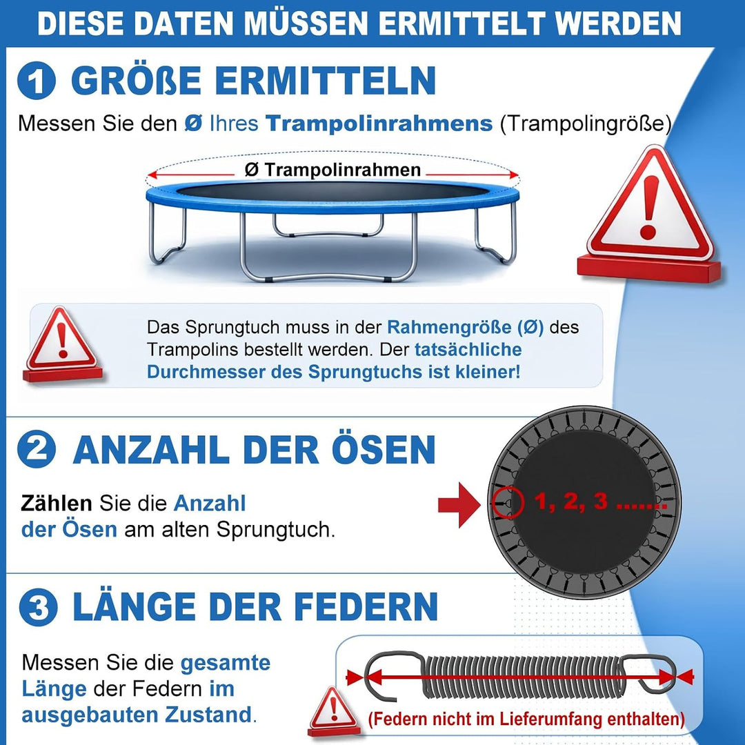Baunsal® Trampolin Sprungtuch Ø 183 185 244 250 275 277 300 305 366 370 335 337 396 400 427 430 457