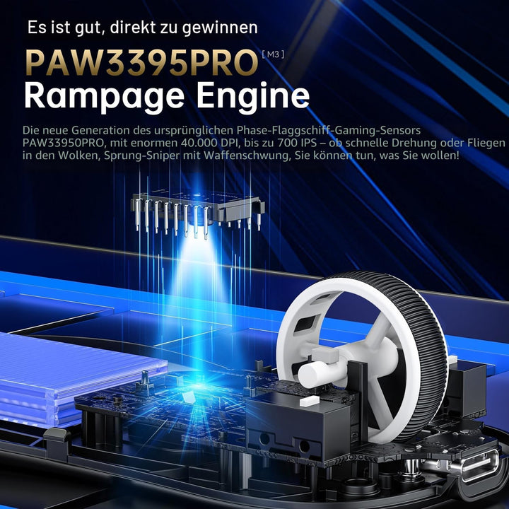 MAMBASNAKE M3 39g Superlight Mouse, PixArt PAW3395PRO Gaming Sensor, BT/2.4G Wireless/Wired Gaming M