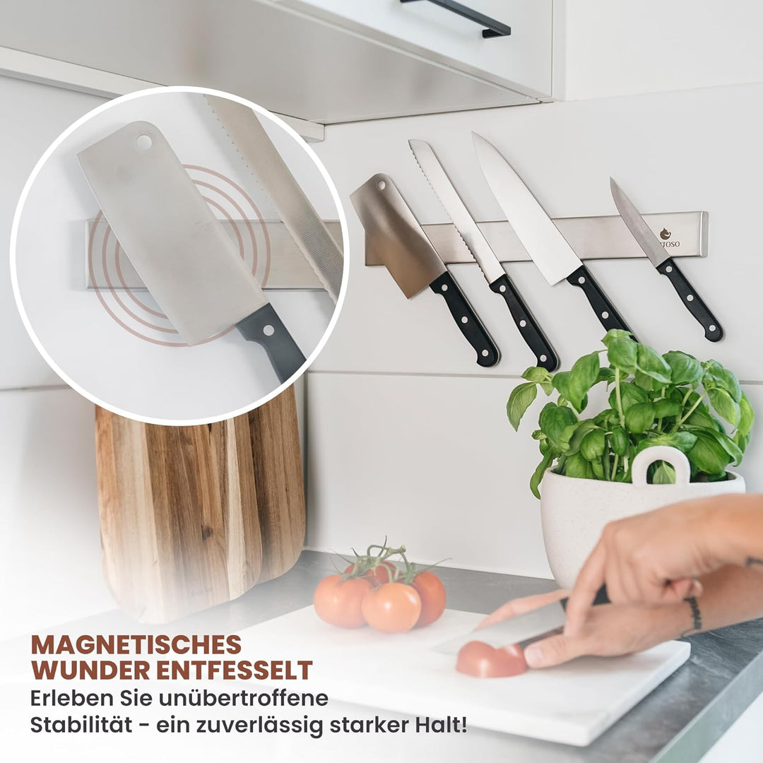Exitoso Edelstahl Magnetleiste Messer selbstklebend - Kleben und Bohren mit 3M Klebeband - Magnetisc