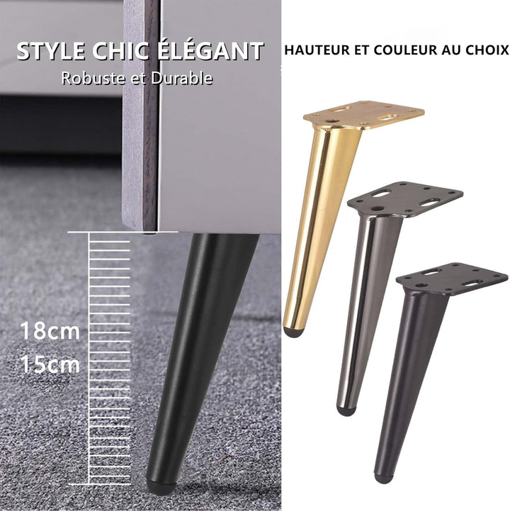 KMERCE 4 Stück Möbelfüsse Metall Schwarz, Schrankfüsse 18cm, Kommodenfüsse, Sofa füsse, Füsse für mö