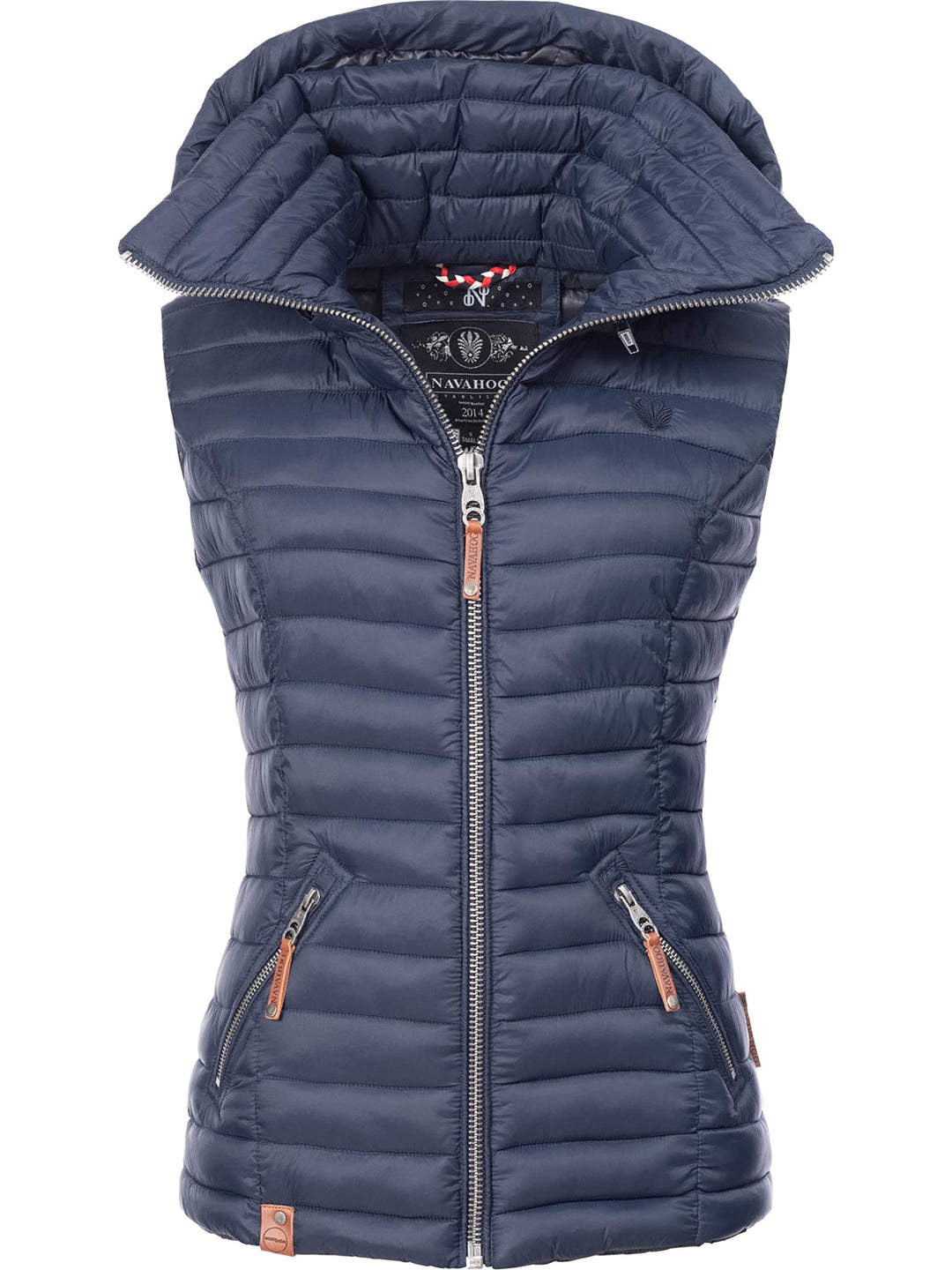 Navahoo Damen Übergangsjacke leichte Steppweste mit Abnehmbarer Kapuze Shadaa XS-3XL, XS Navy