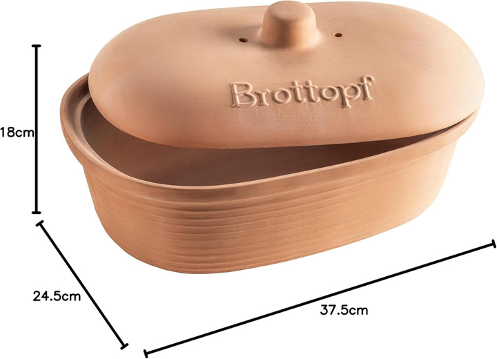 MÄSER 931996 Serie Ceramica Brottopf oval aus Naturton - Praktische Brotaufbewahrung - Brotbehälter
