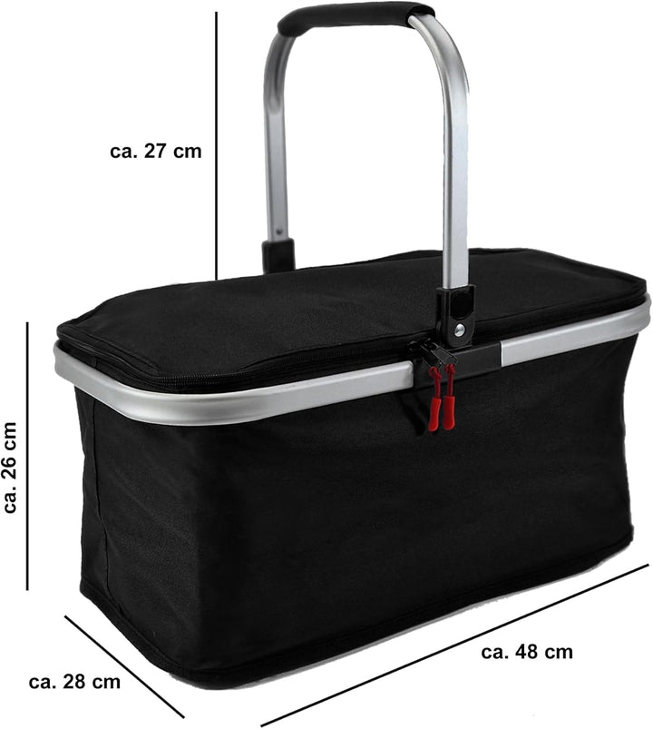 EINKAUFSKORB schwarz faltbar 26 Ltr. Klappkorb mit Henkel und Deckel