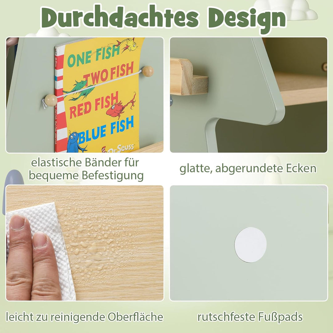 COSTWAY Kinderbücherregal 360° drehbar, Kinder Bücherkarussell 4 Ebenen in Baumform, Ø48 x 102 cm fr