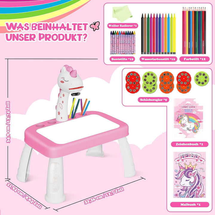 Einhorn Geschenke für Mädchen Zeichenprojektor für Kinder mit 72 Motiven Mädchen Geschenke Spielzeug