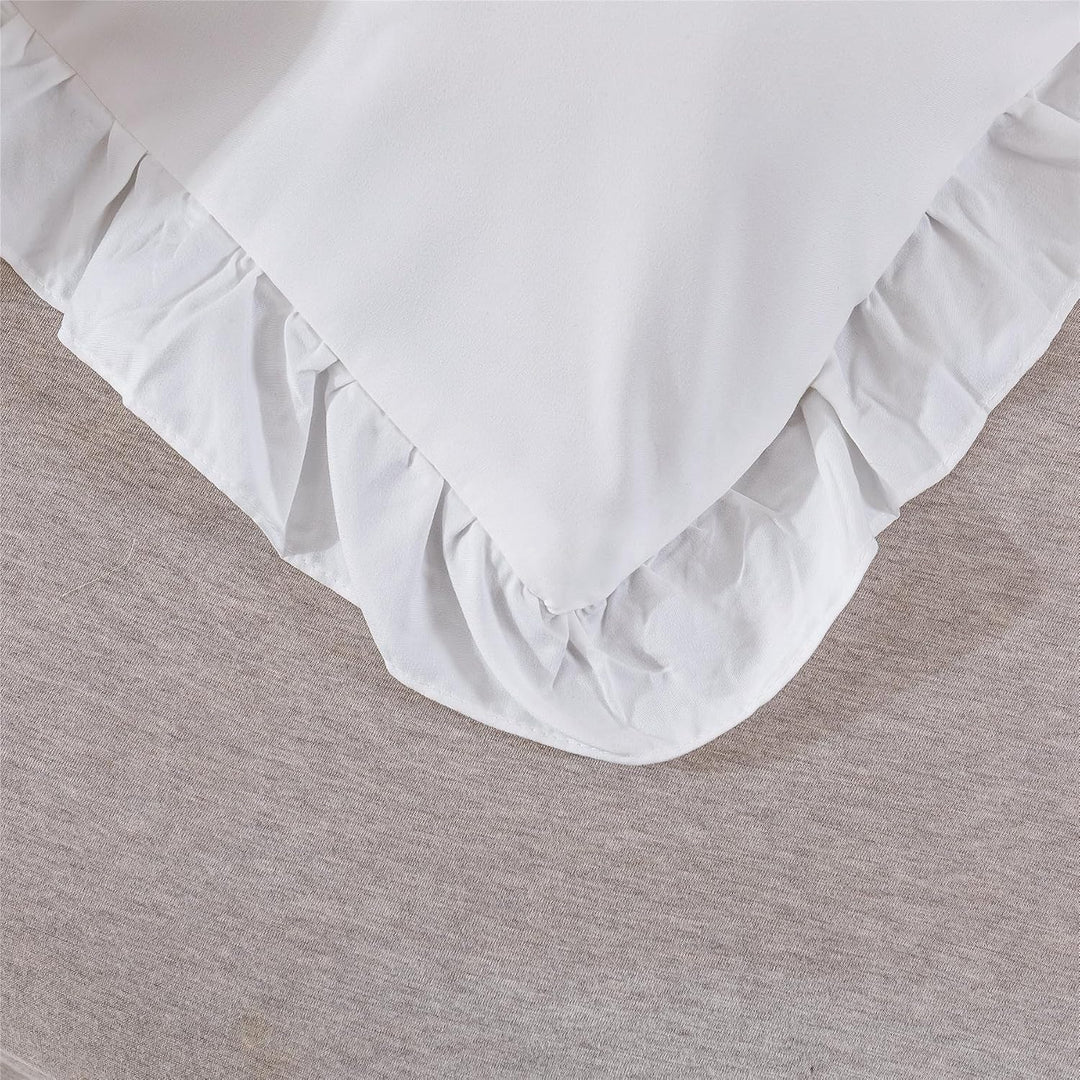 Bettwäsche Rüschen 135x200 Weiss Uni Einfarbig Romantisch Bettwäsche Set mit Rüschen 100% Weich Mikr