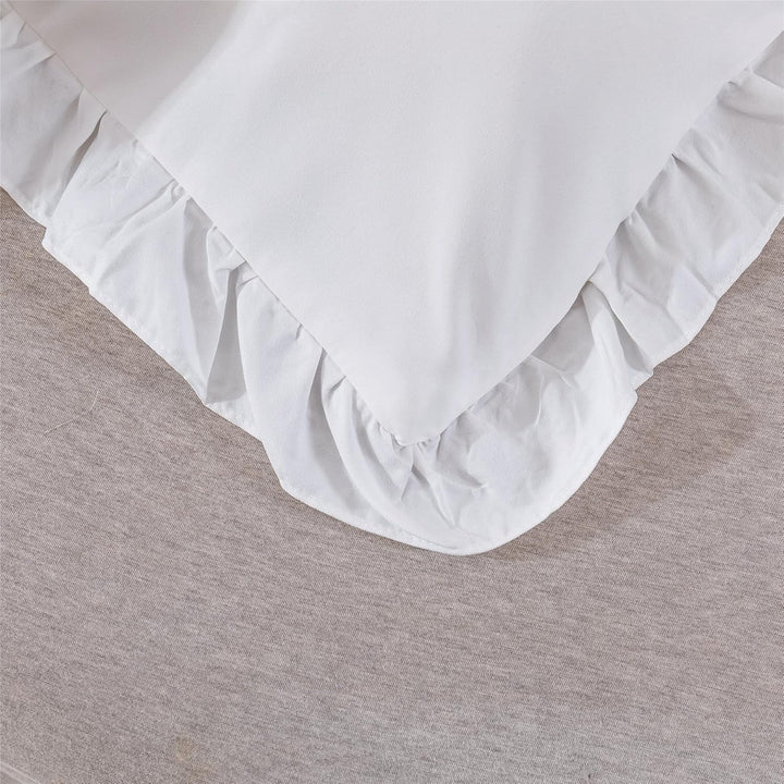 AShanlan 3 Teilig Bettwäsche Rüschen 200x200 Weiss Uni Einfarbig Romantisch Rüschenbettwäsche Set 10