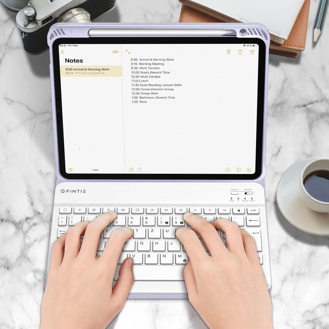 Fintie Tastatur Hülle für iPad Air 11 Zoll M2, iPad Air 6/5/4 (2024/2022/2020) 10,9 Zoll, TPU Rücksc