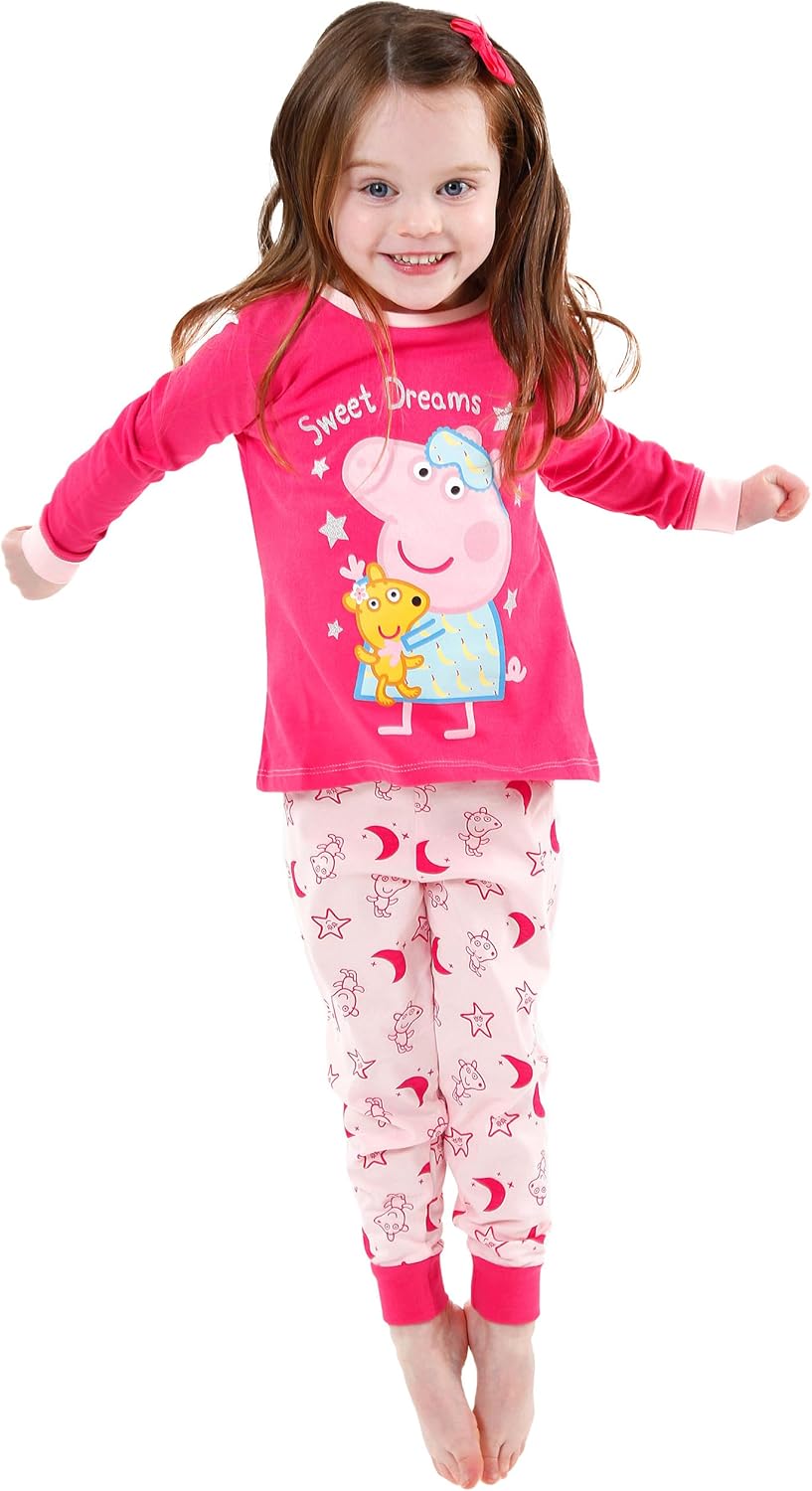 Peppa Wutz Schlafanzug | 100% Baumwolle Schlafanzüge für Mädchen | Langarm Pyjama Kinder 122 Mehrfar