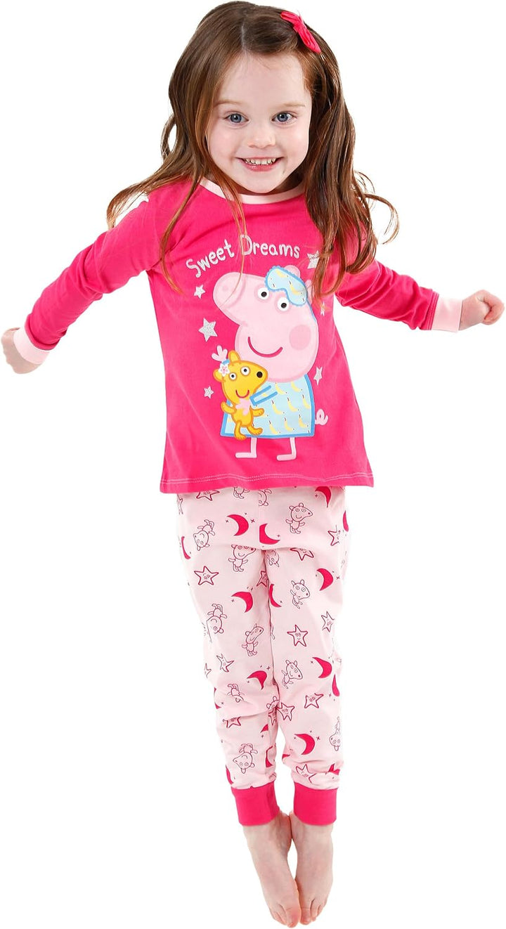 Peppa Wutz Schlafanzug | 100% Baumwolle Schlafanzüge für Mädchen | Langarm Pyjama Kinder 122 Mehrfar