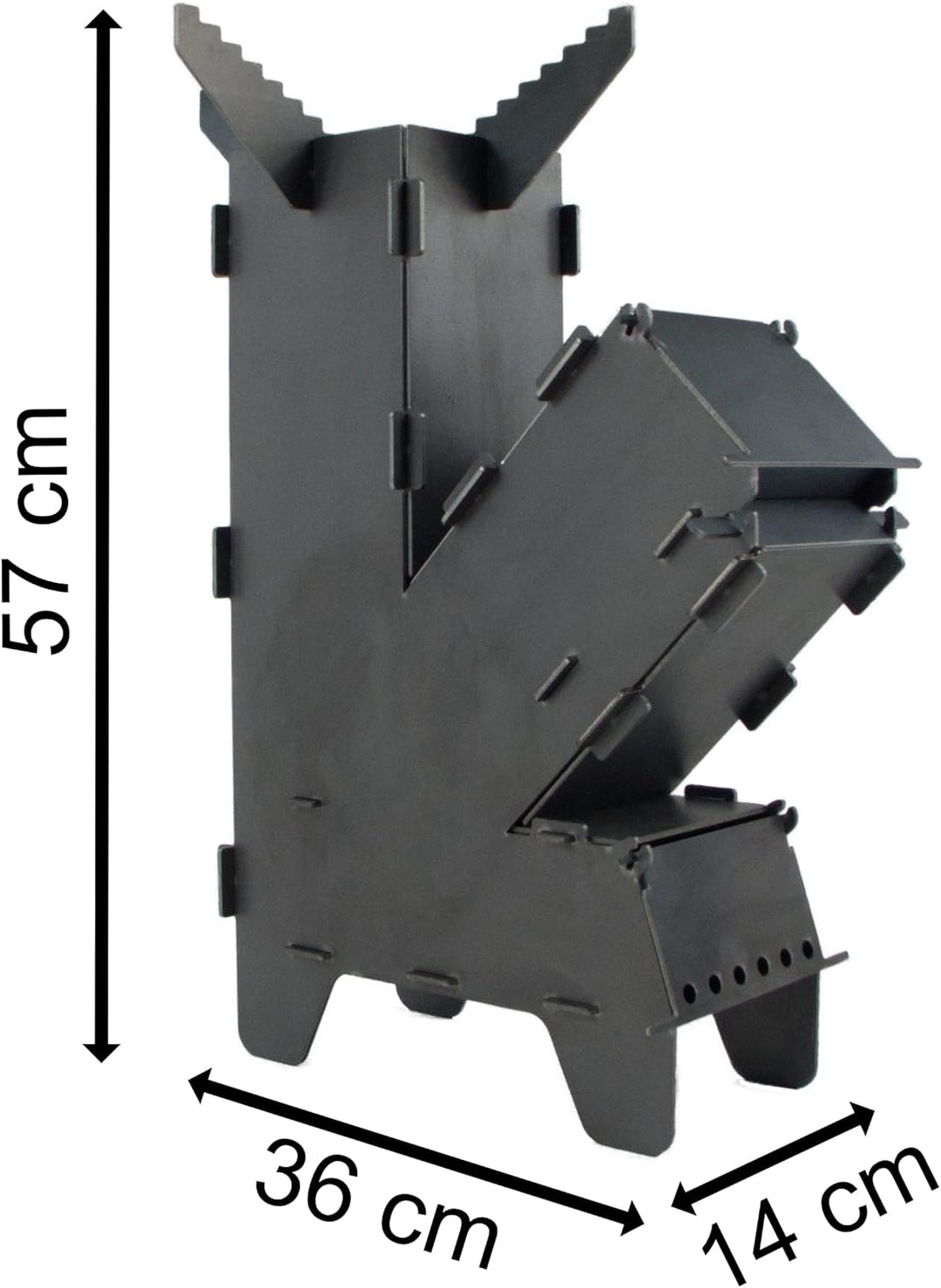 Fire World Raketenofen Rocket Gross Stove Stecksystem aus massivem 3 mm dickem Stahl, Gross
