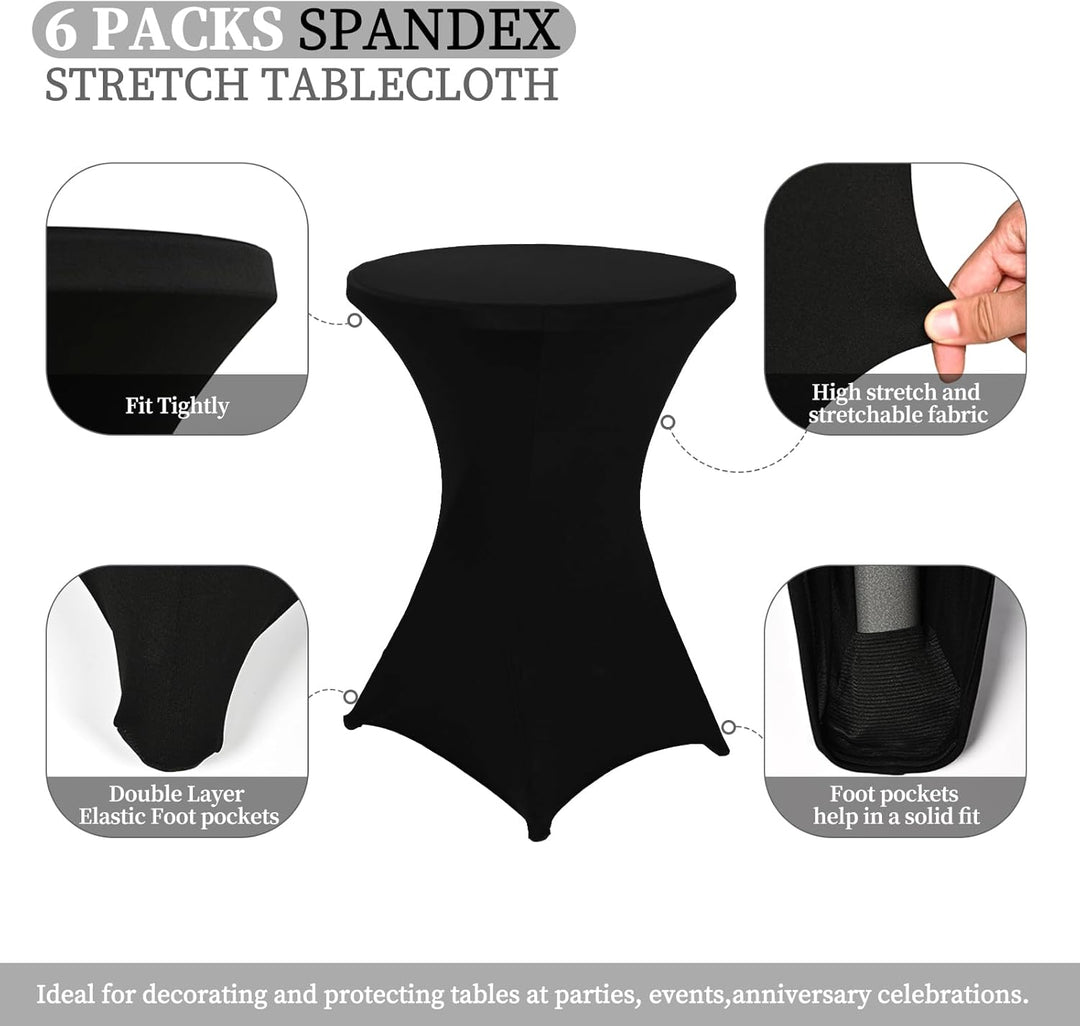 Showgeous 6 Packungen Stretch Stehtisch Husse für Bistrotisch Ø 80-85 cm Cocktail Tisch-Überzug Huss