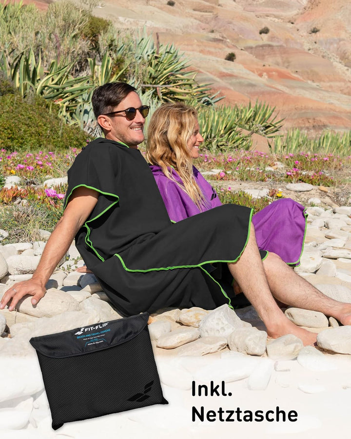 Fit-Flip Badeponcho aus Mikrofaser für Damen und Herren - schnelltrocknend, kompakt und Ultraleicht