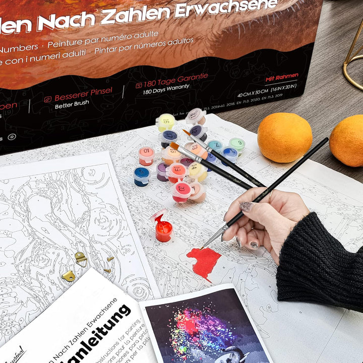 Bougimal Malen Nach Zahlen Erwachsene Tiere Mit Rahmen inklusive Pinsel und Acrylfarben - 40 x 50 cm