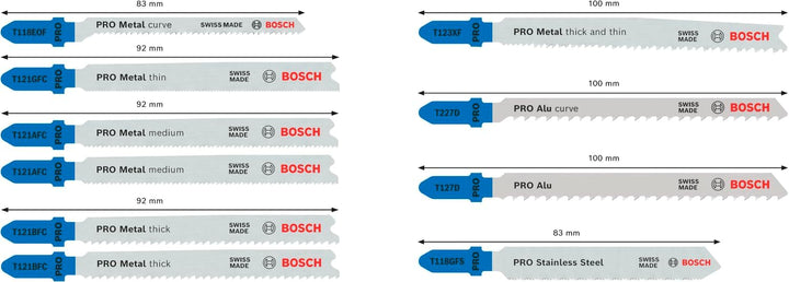 Bosch 10x PRO Metal and Alu Stichsägeblatt-Set, 10-tlg. (für Edelstahlbleche, Stahlbleche, Länge 92