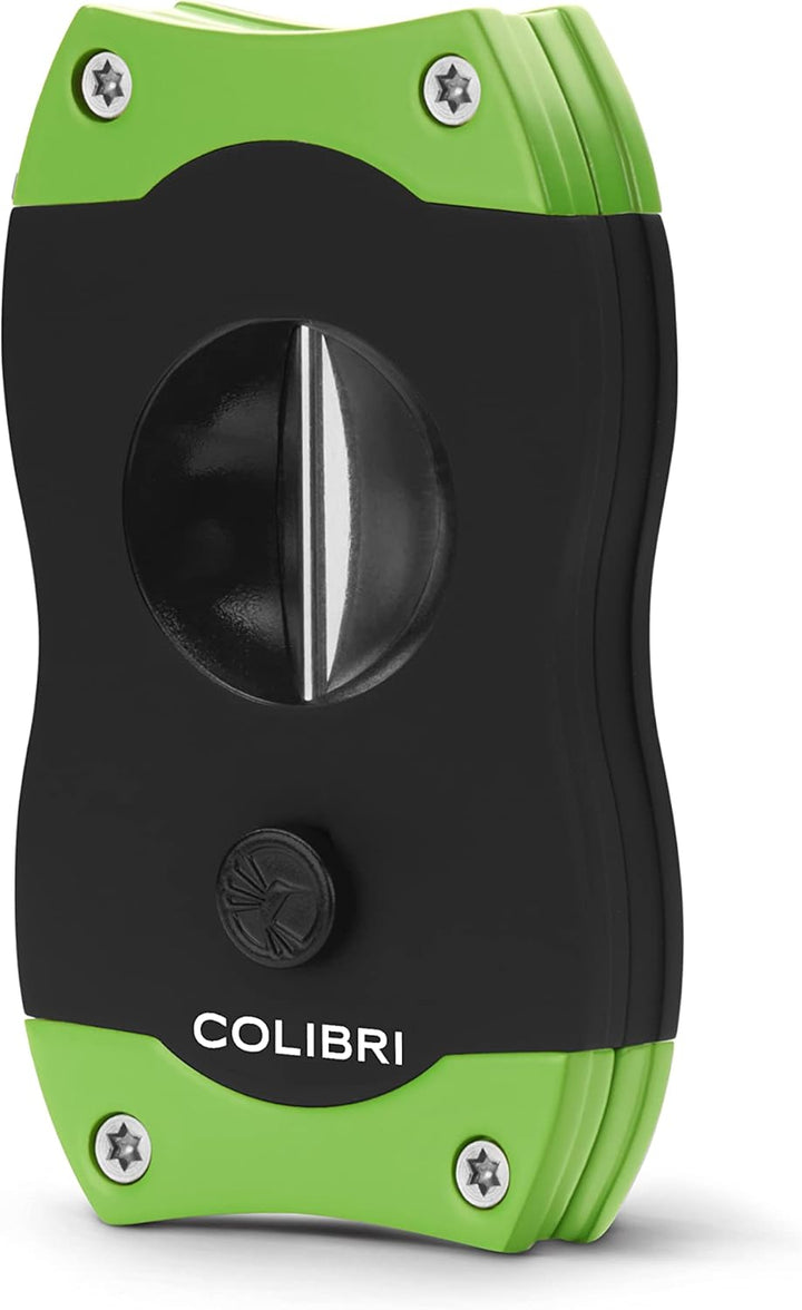Colibri V-Cut Zigarrenschneider | Schwarz Mit Blauakzenten | Federauslöser | Tiefer 7mm V-Schnitt |