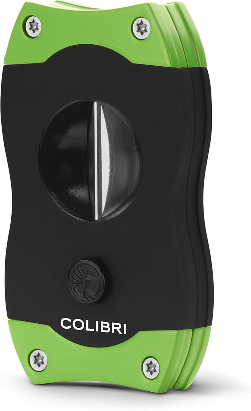 Colibri V-Cut Zigarrenschneider | Schwarz Mit Blauakzenten | Federauslöser | Tiefer 7mm V-Schnitt |