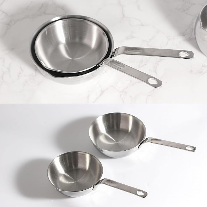IMEEA Mini Edelstahl Topf mit Ausguss 13cm Butterpfännchen Kasserolle Milchpfännchen Omelettpfanne f