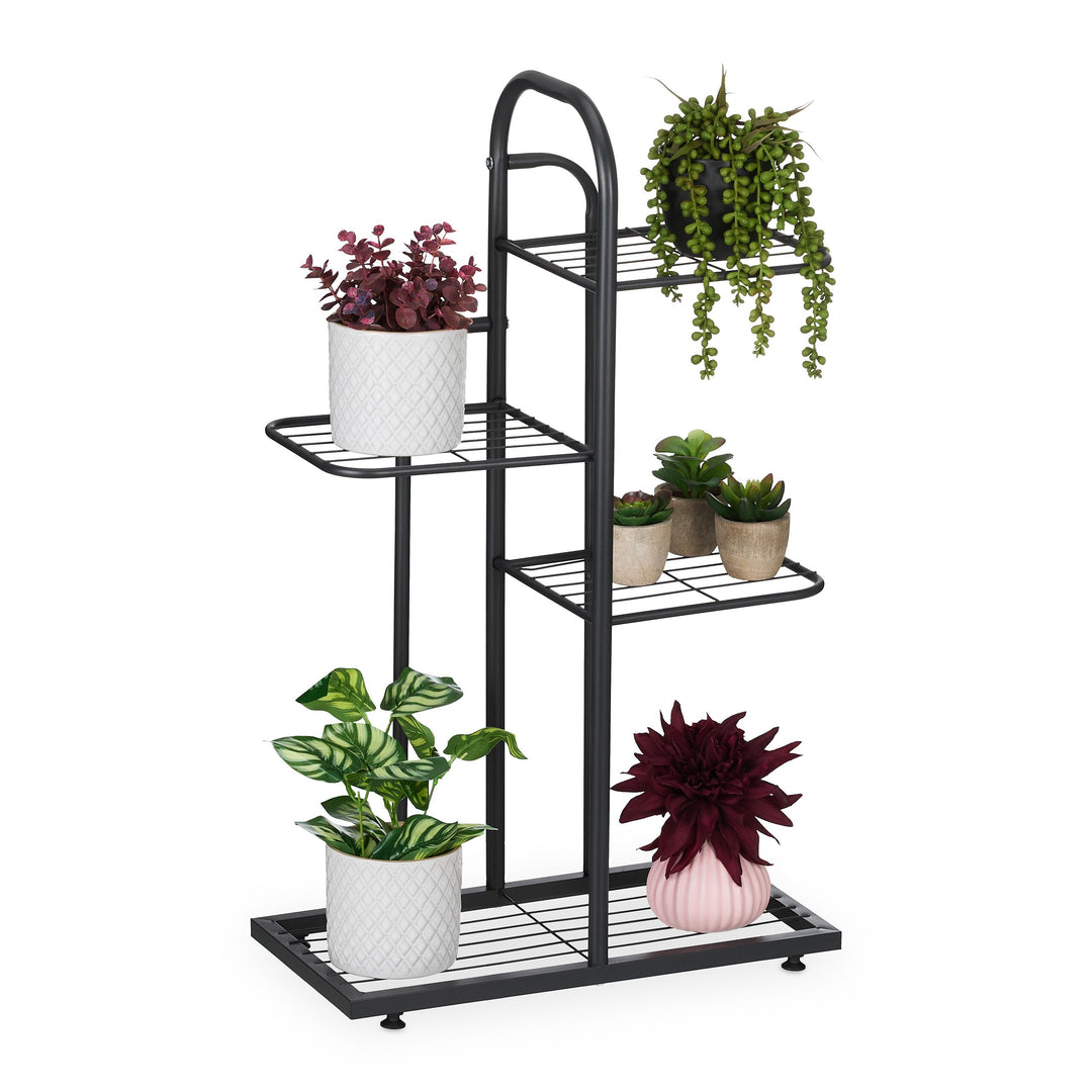 Relaxdays Pflanzenständer, 4 Ablagen, Pflanzentreppe Blumen & Kräuter, Metall Blumenregal, HBT: 72,5