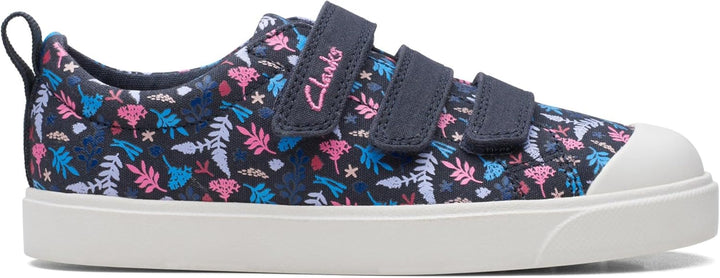 Clarks Mädchen City Vibe K. Sneaker 27 EU Toile Bleu Marine, 27 EU Toile Bleu Marine