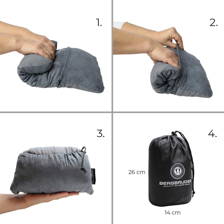 Komprimierbares Reisekissen - Nackenkissen aus zerkleinertem Memory Schaum - Outdoor Camping-Kissen