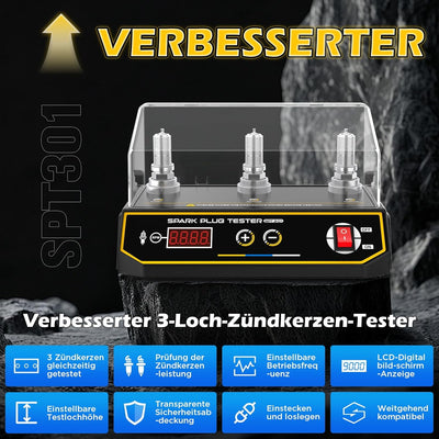 3-Loch Zündkerzen Tester, 220 V Zündfunkenprüfer mit LCD-Display, Zündungsprüfer einstellbare Arbeit