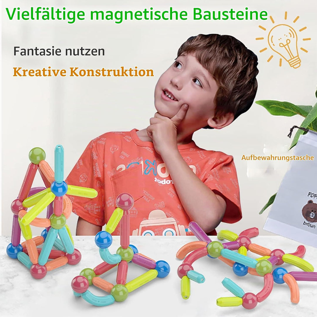 SVYHUOK Magnetische Bausteine 100 Stück Magnete Kinder, Magnetic Bauklötze Baukasten Kinderspielzeug