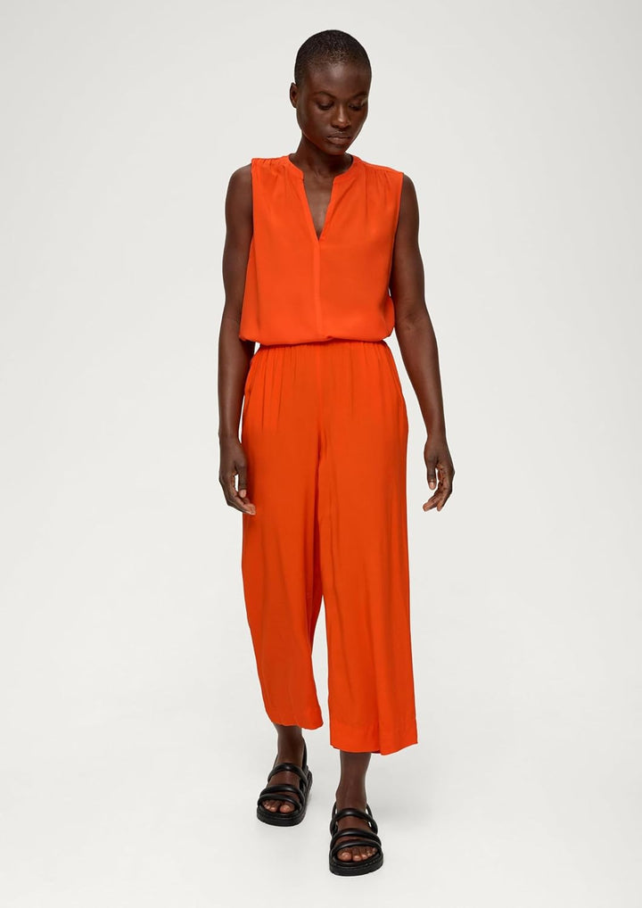 s.Oliver Damen Hose lang, Wide Leg Hose Lang, Wide Leg 48 Orange, 48 Orange