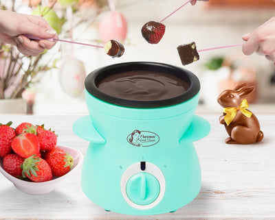 Bestron Schokoladen Fondue für 2 Personen, Mini-Schokofondue-Set, inkl. 10xSpiesse, 10xGabeln und 1x