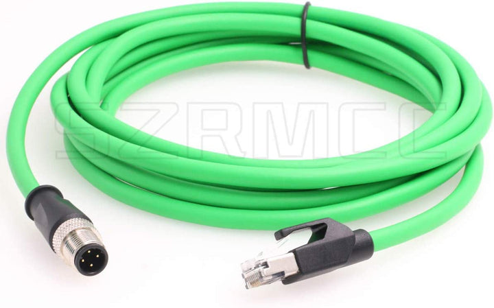 SZRMCC M12 4 Pin D-Code auf RJ45 Stecker Ethernet Kabel Cat5e Hochflexibles Wasserdicht Geschirmtes