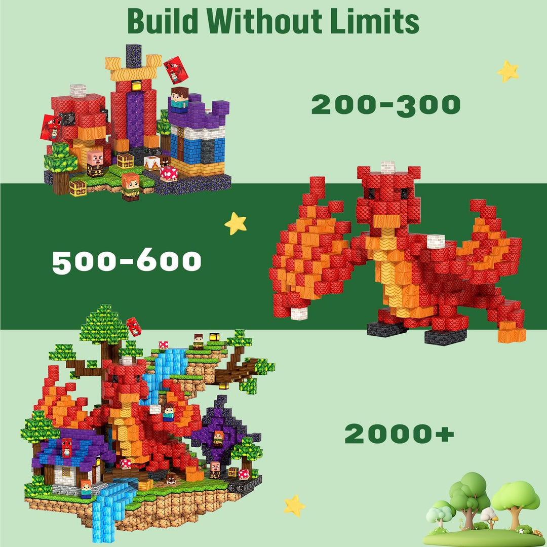 200 PCS Magnetische Bausteine, Magnetic Building Blocks Drache, Drache