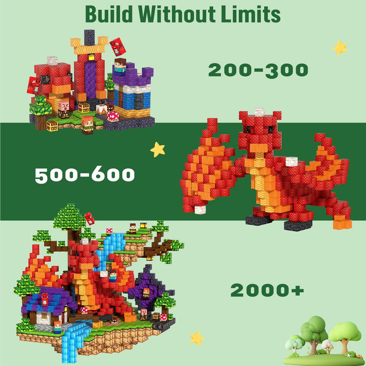 200 PCS Magnetische Bausteine, Magnetic Building Blocks Drache, Drache