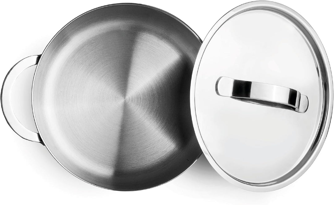 IBILI - Kasserolle mit natürlichem Triply-Deckel, 16 cm, Edelstahl, induktionsgeeignet, ohne Antihaf